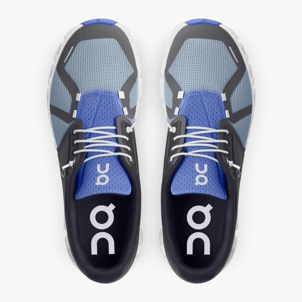 Men's On Cloud 5 Push Sneakers Black / Blue | NZ-94715