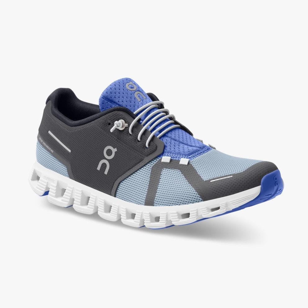 Men's On Cloud 5 Push Sneakers Black / Blue | NZ-94715