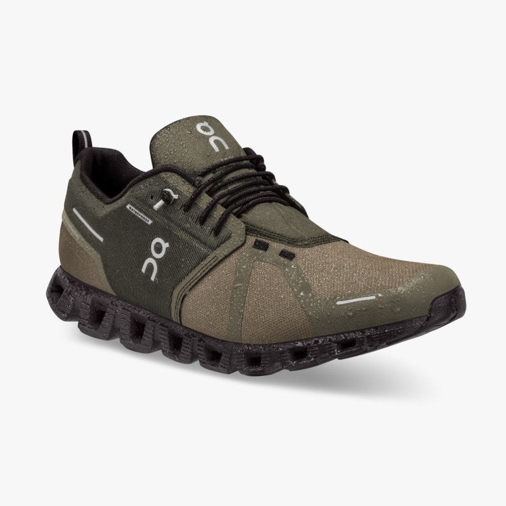 Men's On Cloud 5 Waterproof Sneakers Olive | NZ-30271