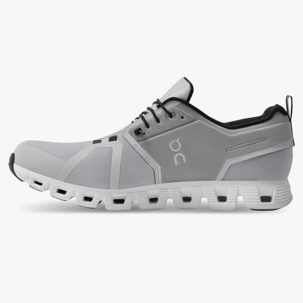 Men's On Cloud 5 Waterproof Sneakers Light Grey | NZ-58104