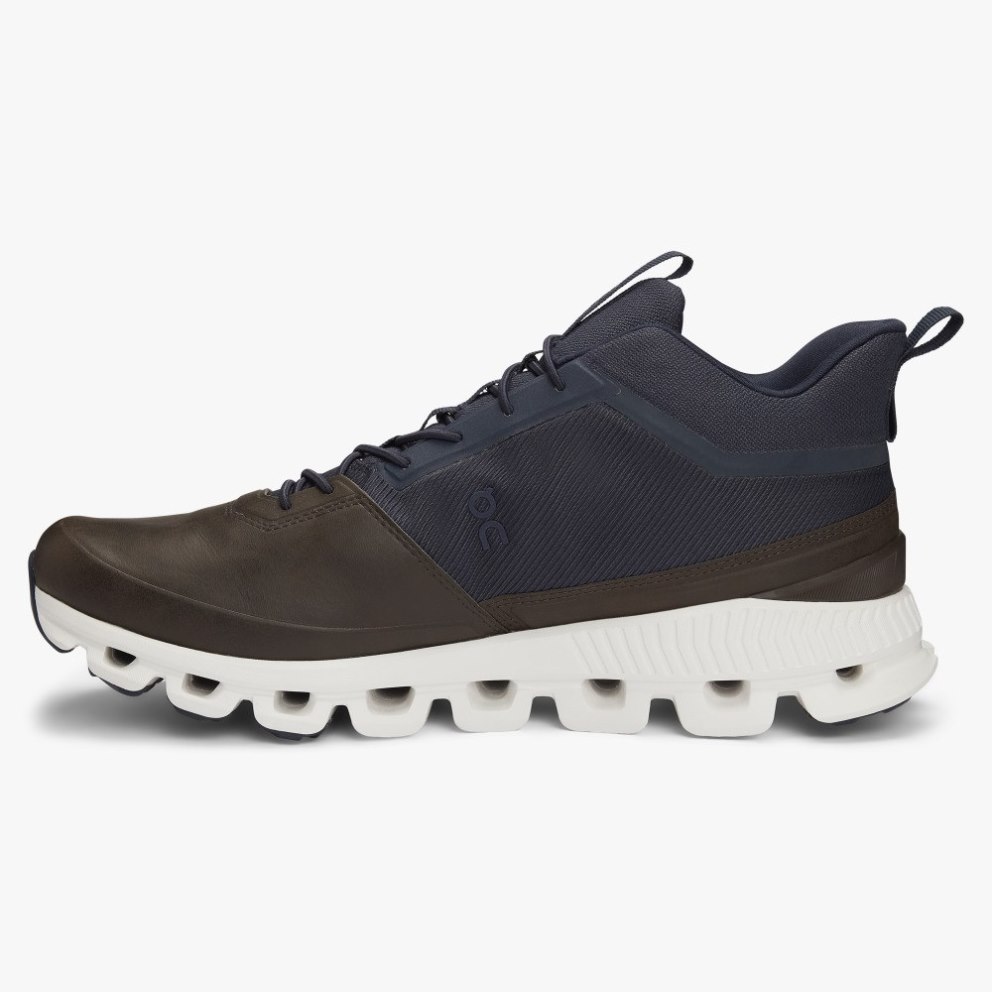 Men's On Cloud Hi Sneakers Chocolate / Navy | NZ-91530