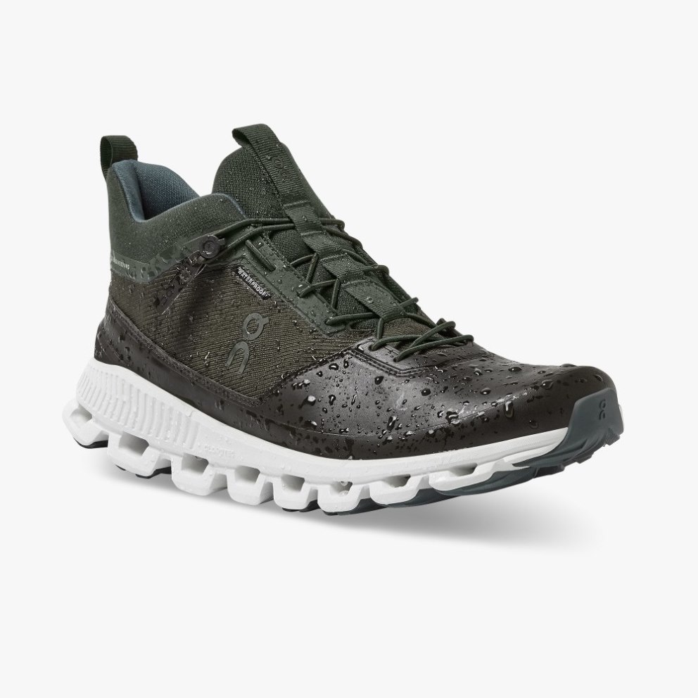 Men's On Cloud Hi Waterproof Sneakers Black / Olive | NZ-18790