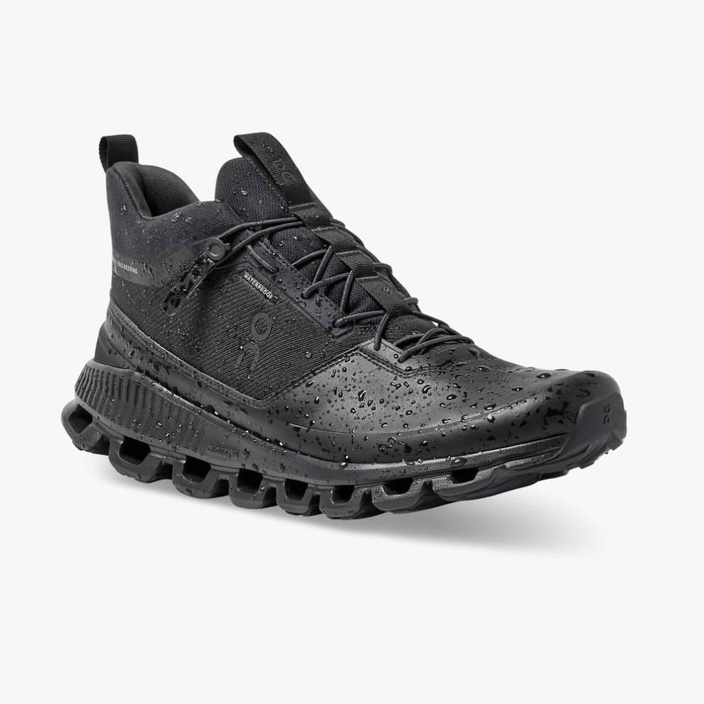 Men's On Cloud Hi Waterproof Sneakers Black | NZ-49508