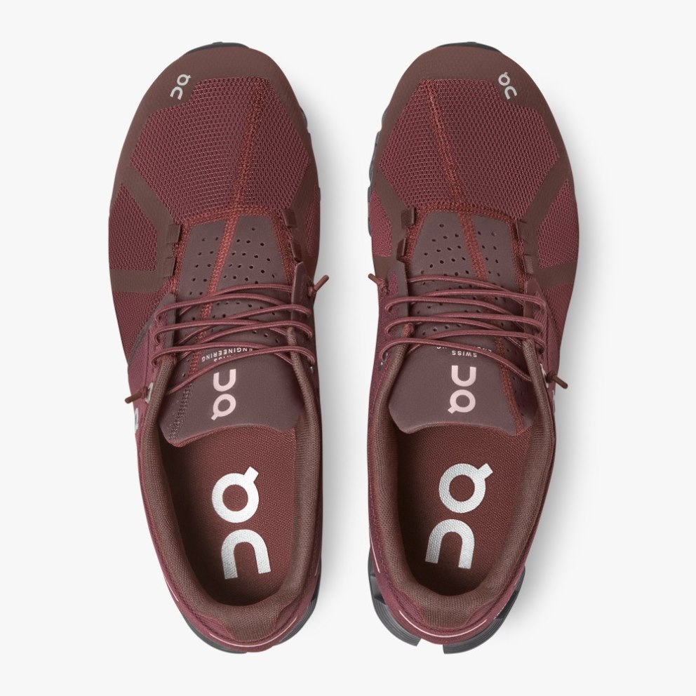 Men's On Cloud Monochrome Sneakers Burgundy | NZ-29178