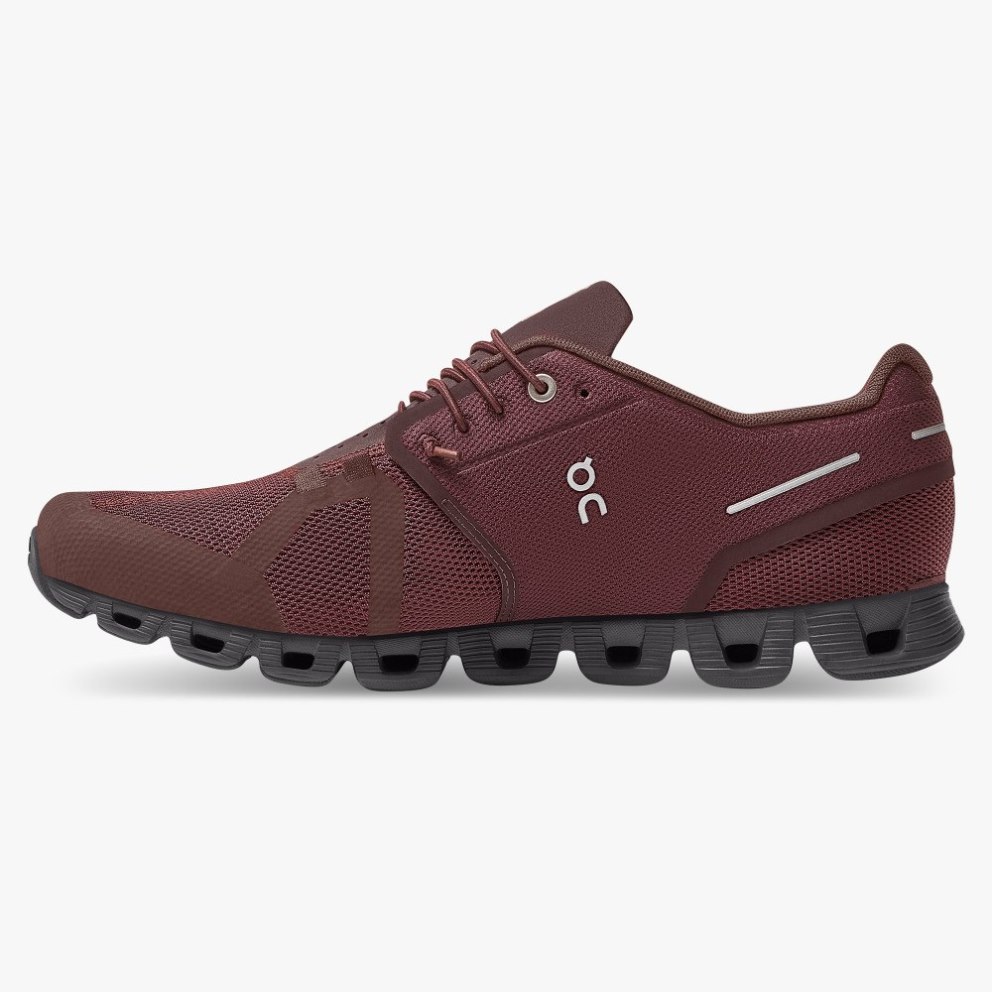 Men's On Cloud Monochrome Sneakers Burgundy | NZ-29178