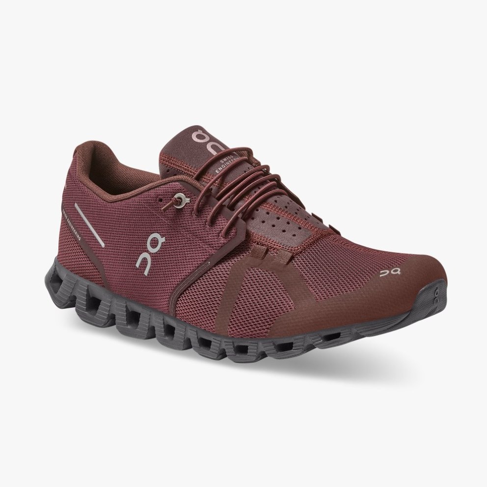 Men's On Cloud Monochrome Sneakers Burgundy | NZ-29178