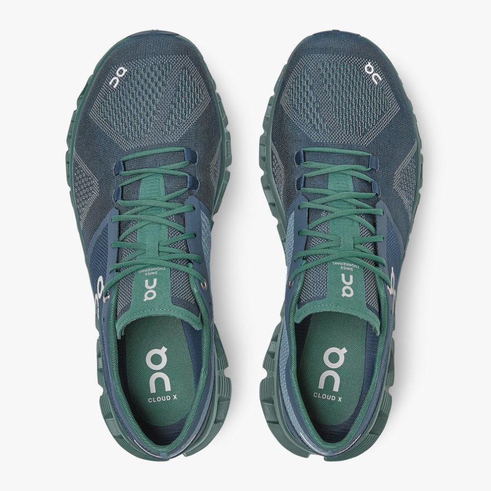 Men's On Cloud X Training Shoes Navy / Green | NZ-03547