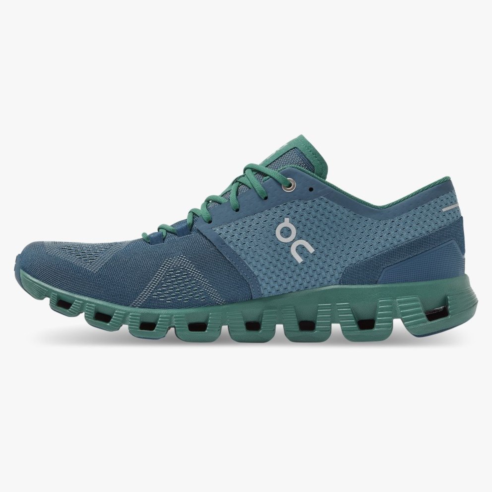 Men's On Cloud X Training Shoes Navy / Green | NZ-03547