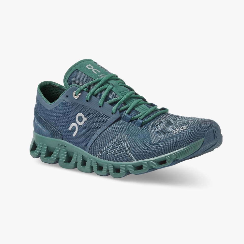 Men's On Cloud X Training Shoes Navy / Green | NZ-03547