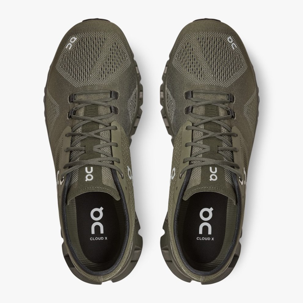 Men's On Cloud X Training Shoes Olive | NZ-80197