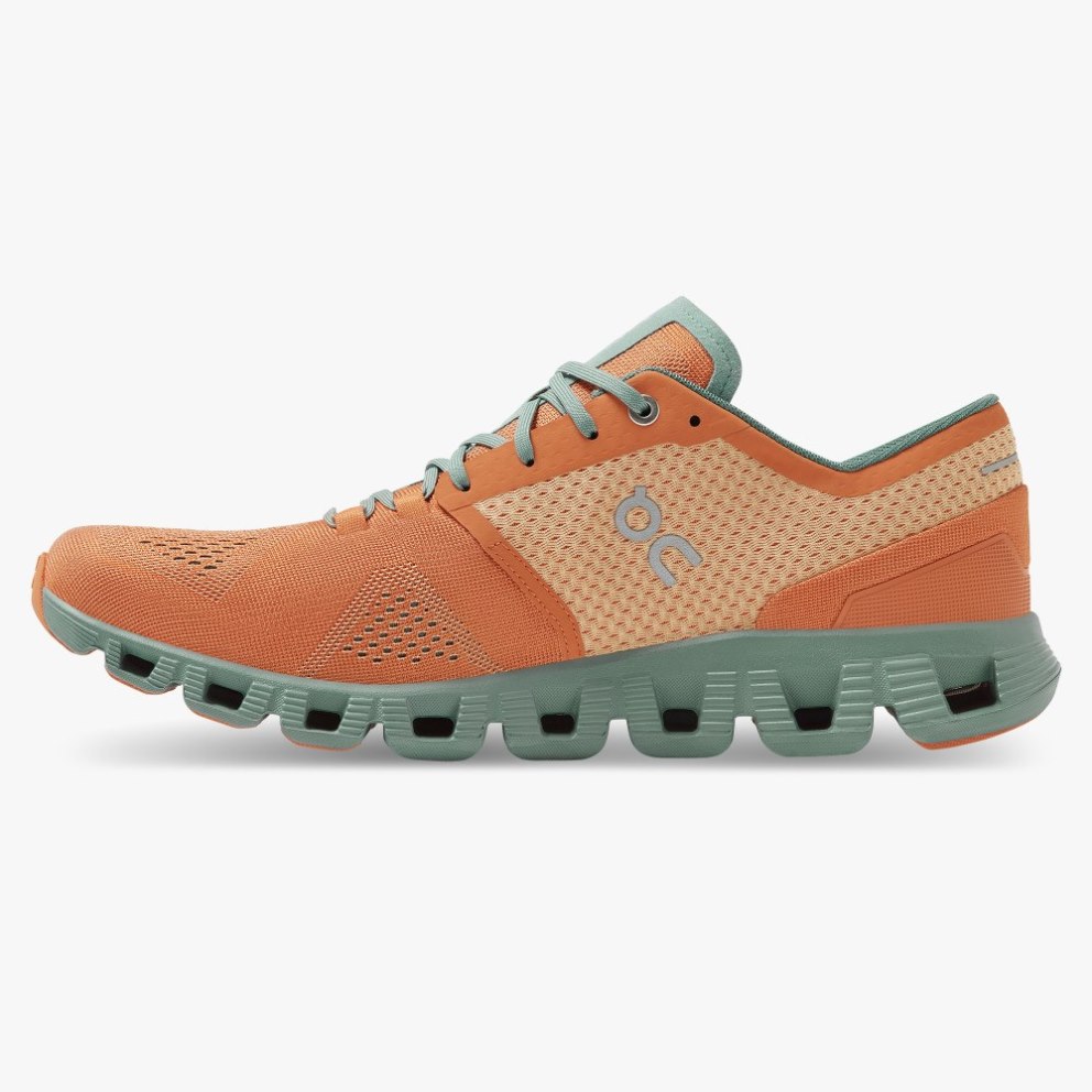 Men's On Cloud X Training Shoes Orange / Mint | NZ-18302