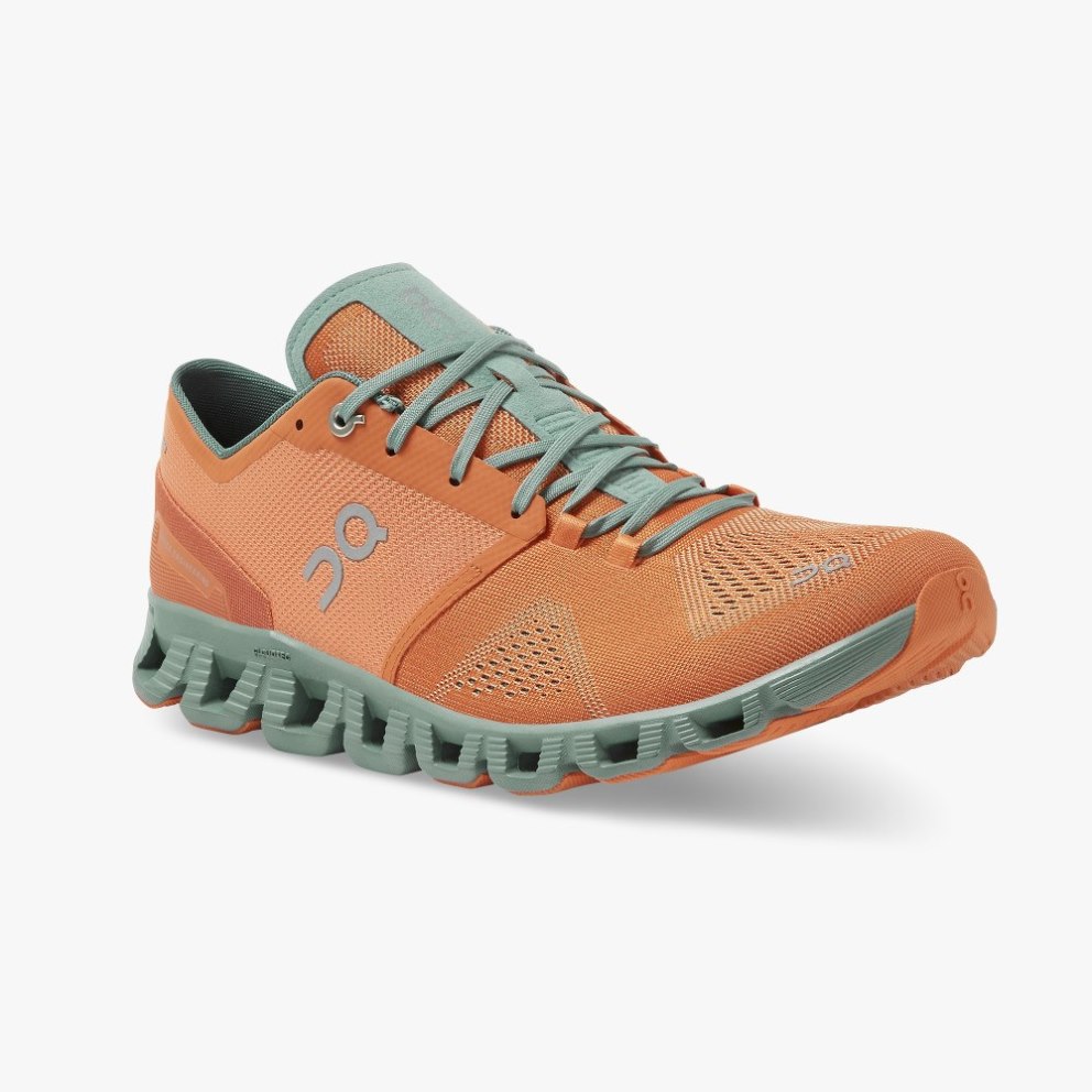 Men's On Cloud X Training Shoes Orange / Mint | NZ-18302