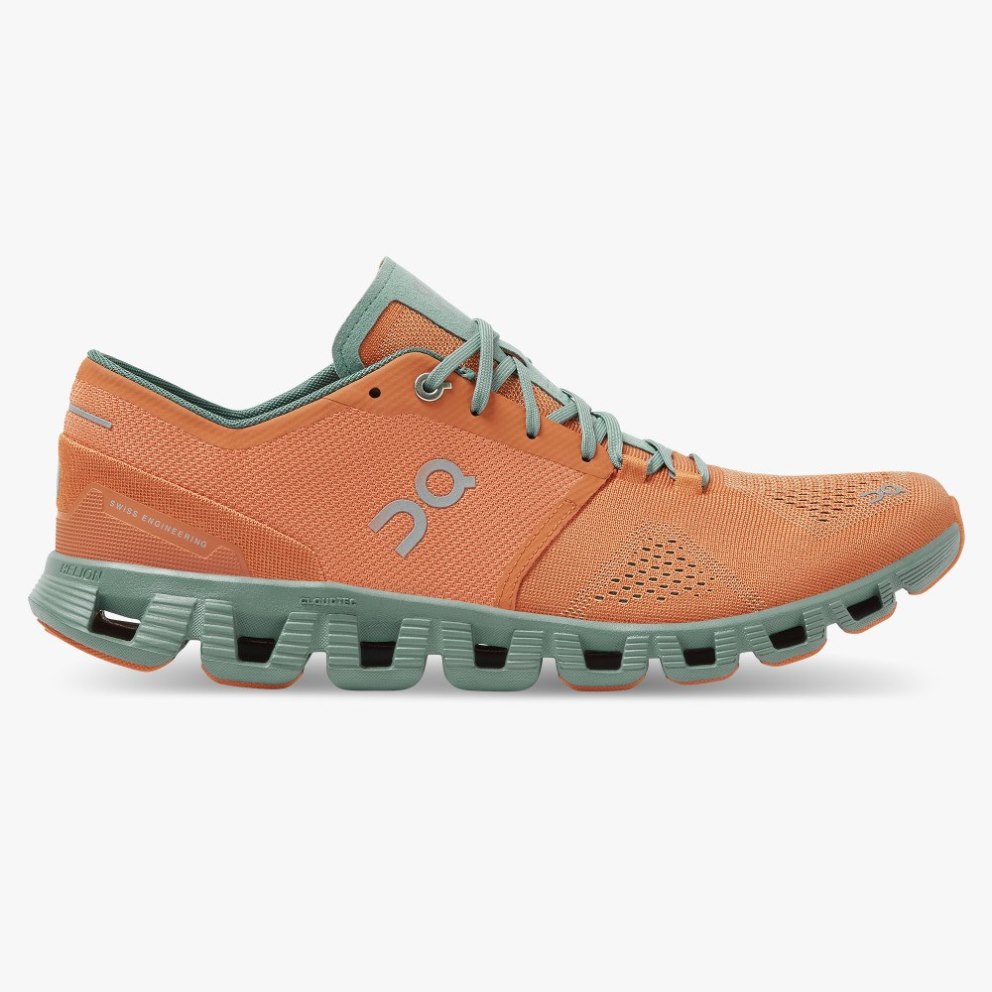 Men\'s On Cloud X Training Shoes Orange / Mint | NZ-18302