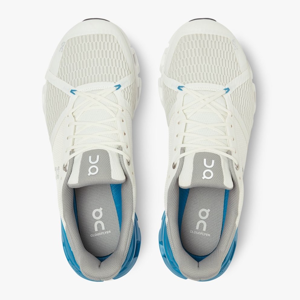 Men's On Cloudflyer Running Shoes White / Blue | NZ-97163