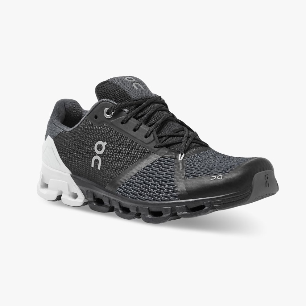 Men's On Cloudflyer Wide Running Shoes Black / White | NZ-10378