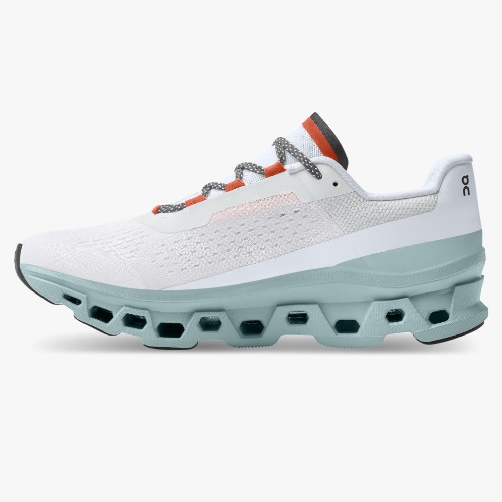 Men's On Cloudmonster Running Shoes White / Blue | NZ-04975