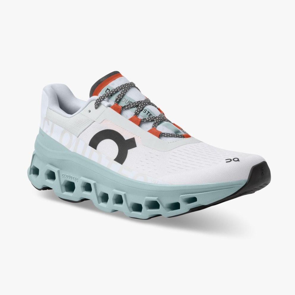 Men's On Cloudmonster Running Shoes White / Blue | NZ-04975