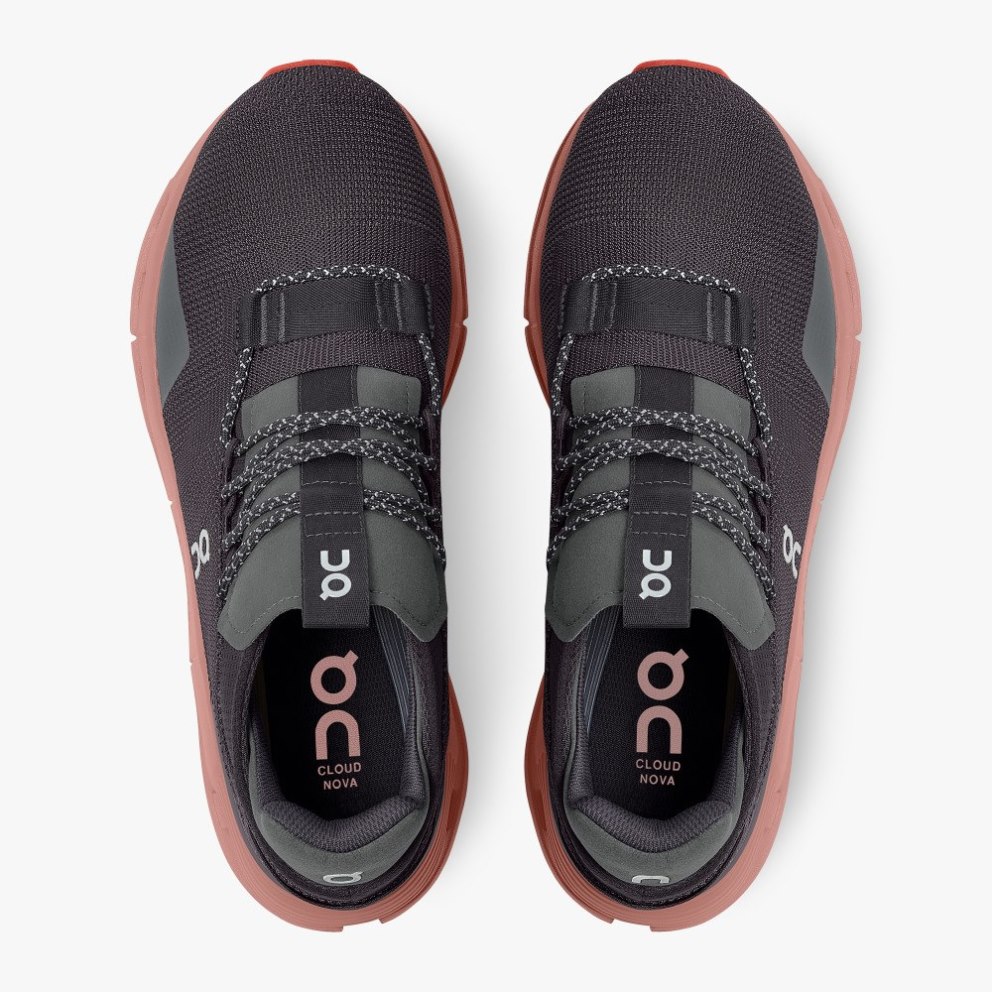 Men's On Cloudnova Sneakers Black / Rose | NZ-37296