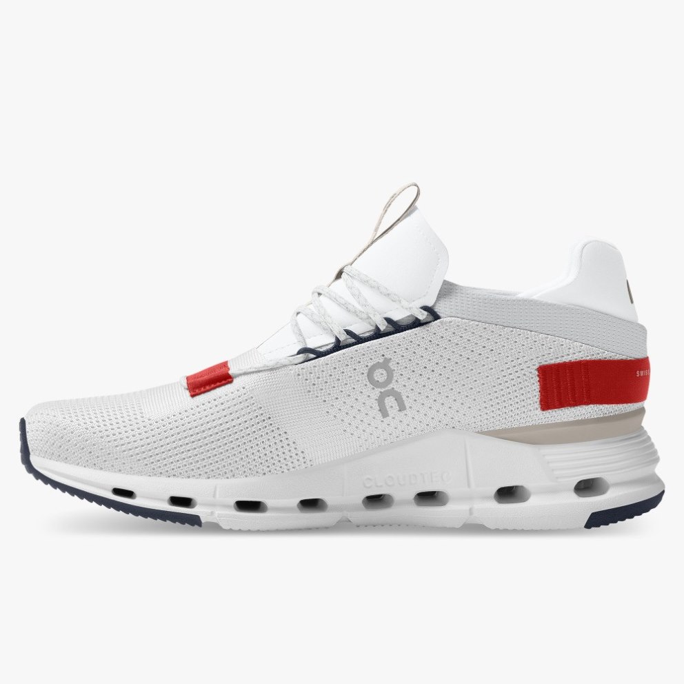 Men's On Cloudnova Sneakers White / Red | NZ-69457