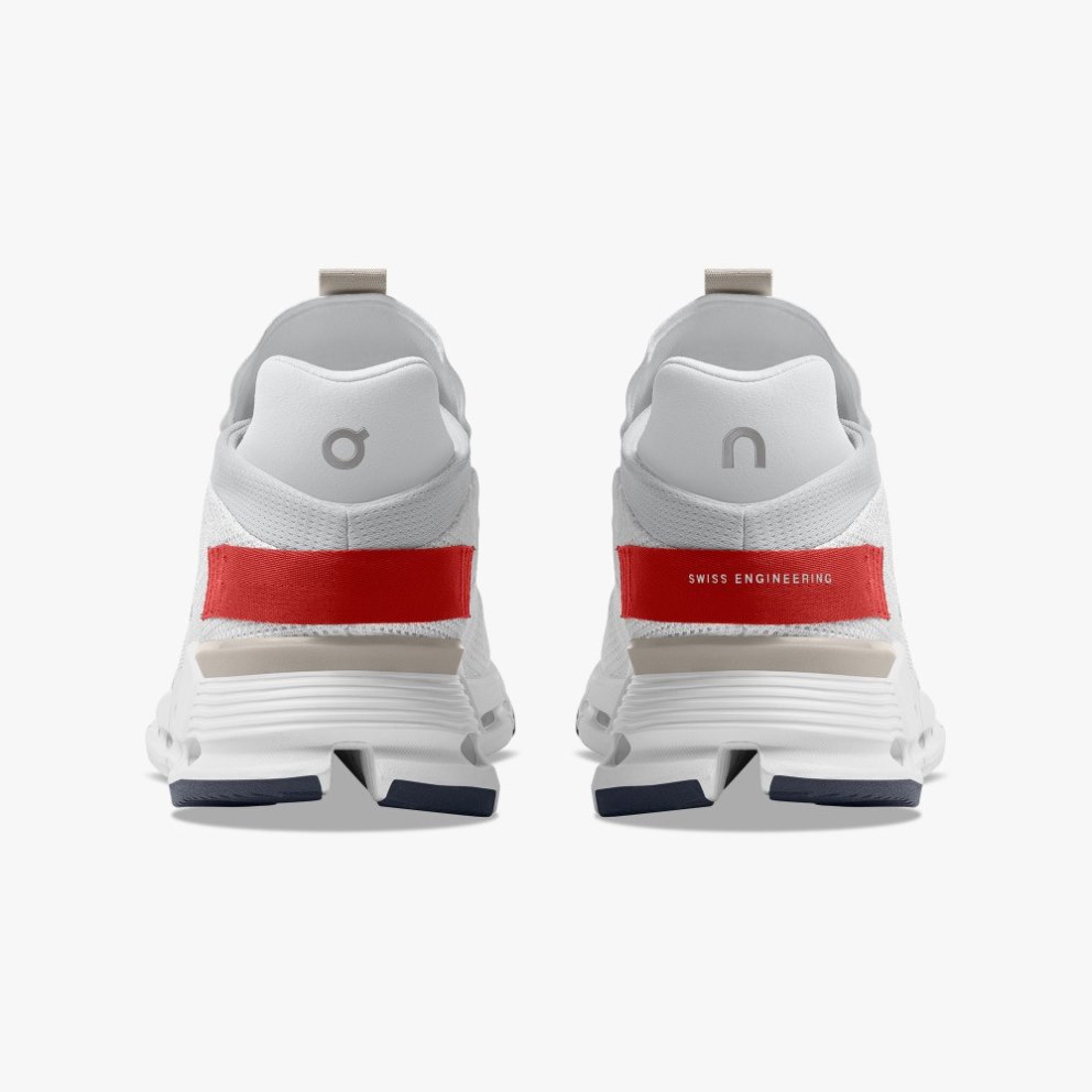 Men's On Cloudnova Sneakers White / Red | NZ-69457