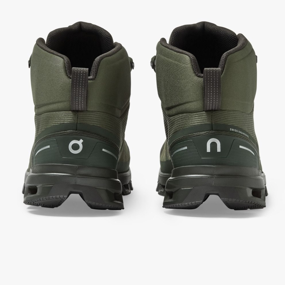 Men's On Cloudrock Waterproof Hiking Boots Olive | NZ-56084