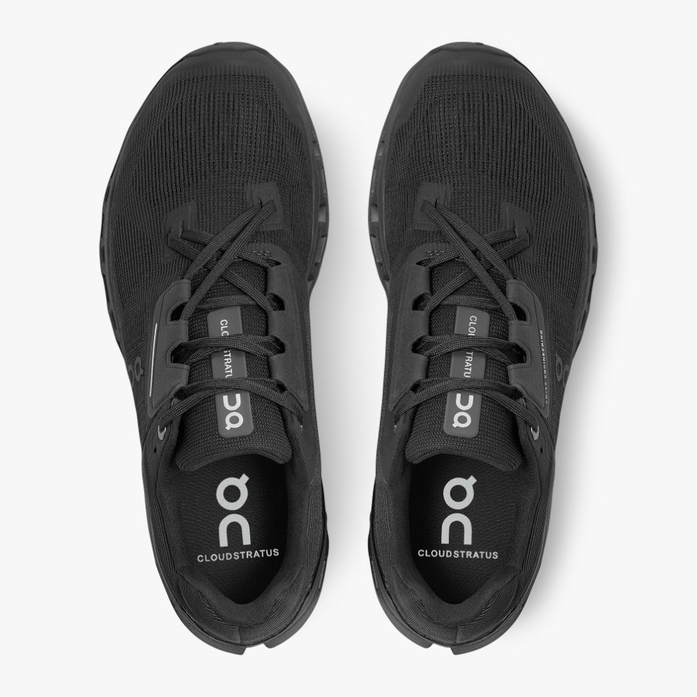 Men's On Cloudstratus Running Shoes Black | NZ-38716