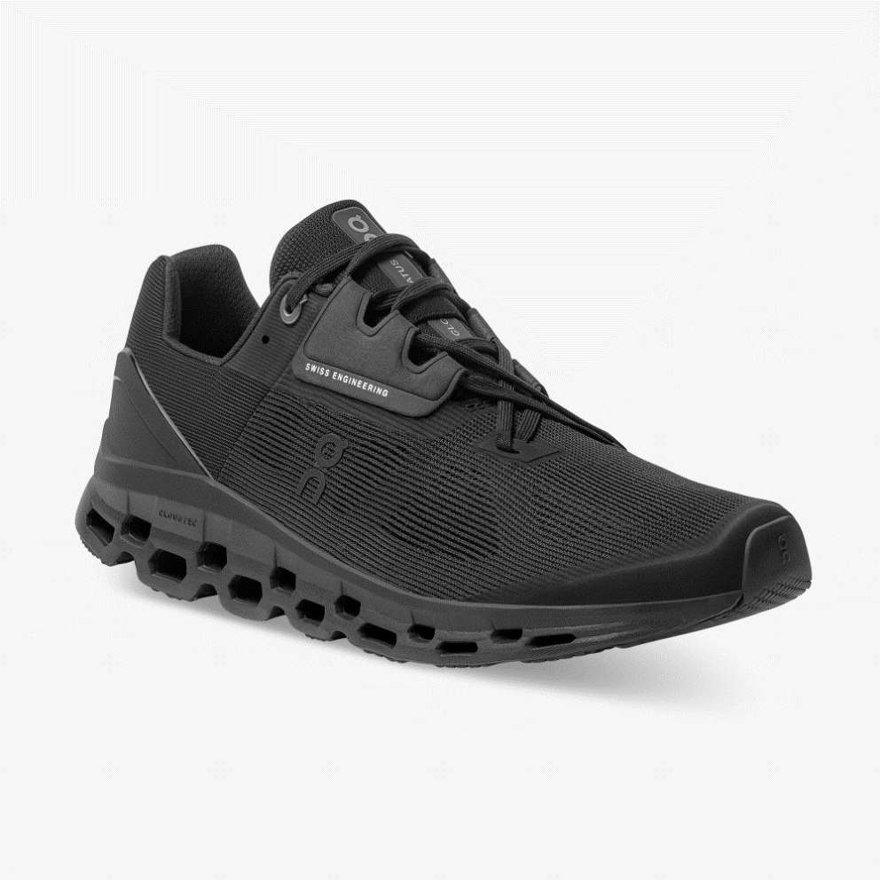 Men's On Cloudstratus Running Shoes Black | NZ-38716