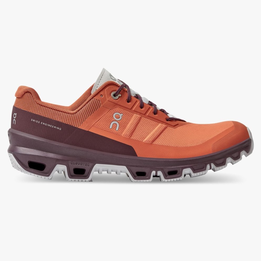 Men\'s On Cloudventure Hiking Shoes Orange / Burgundy | NZ-19657