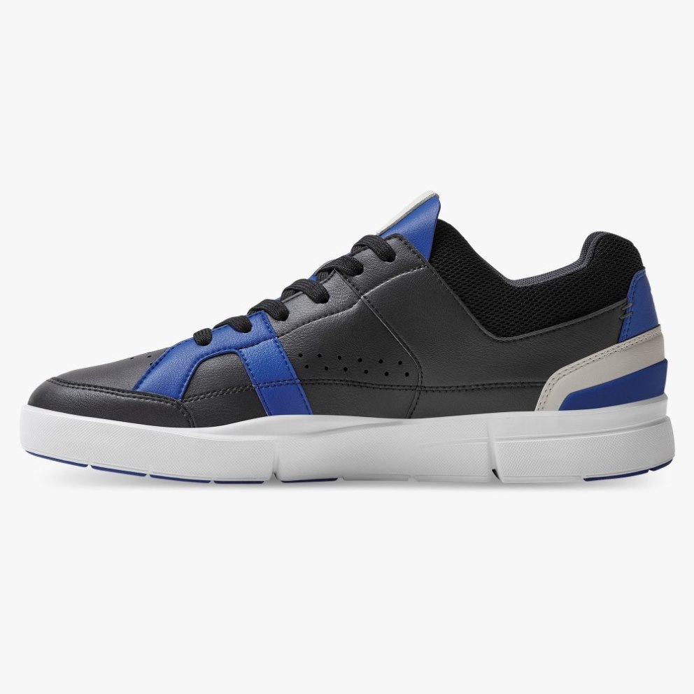 Men's On Cloud THE ROGER Clubhouse Sneakers Black / Blue | NZ-45973