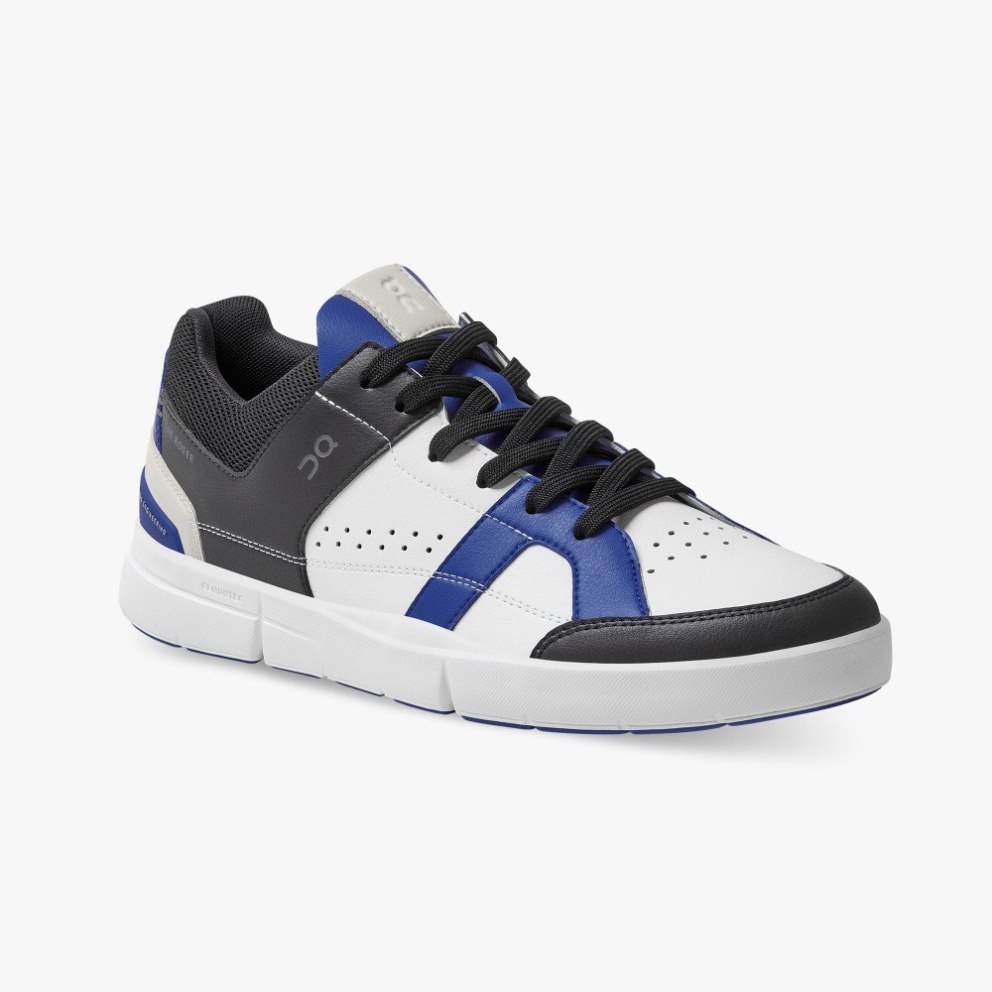 Men's On Cloud THE ROGER Clubhouse Sneakers White / Blue / Black | NZ-68914