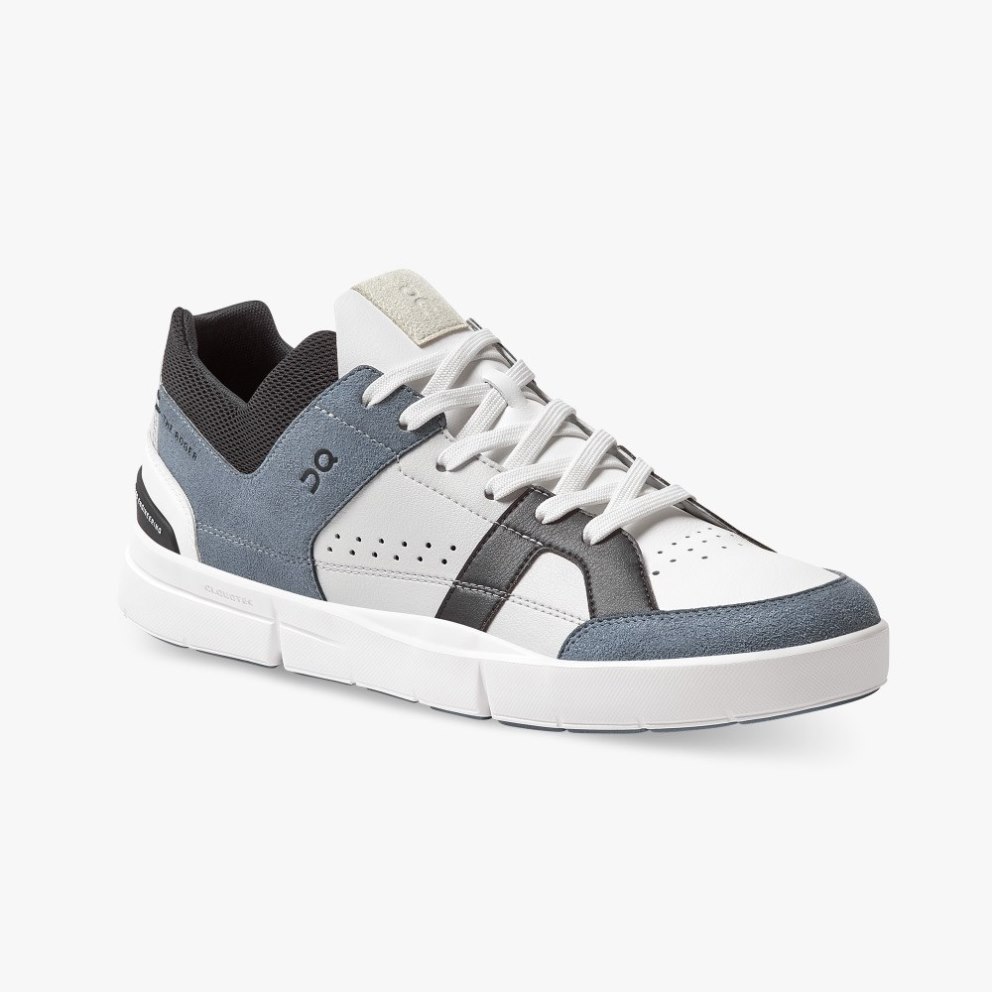 Men's On Cloud THE ROGER Clubhouse Sneakers White / Blue / Black | NZ-74623