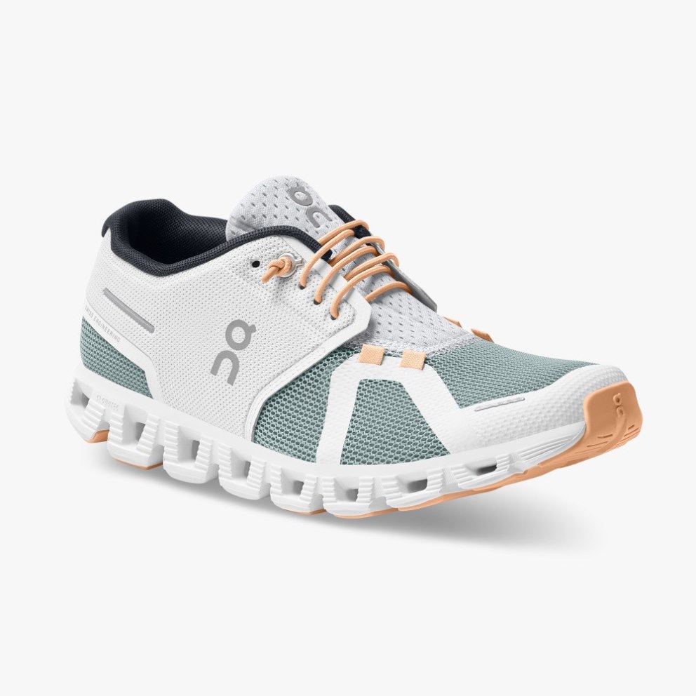 Women's On Cloud 5 Push Sneakers White / Green | NZ-17069