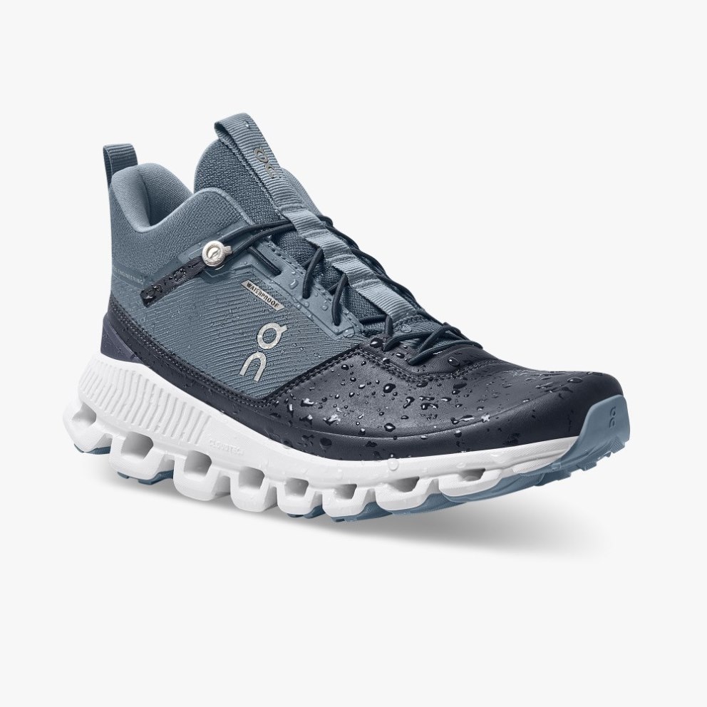 Women's On Cloud Hi Waterproof Sneakers Navy | NZ-30268