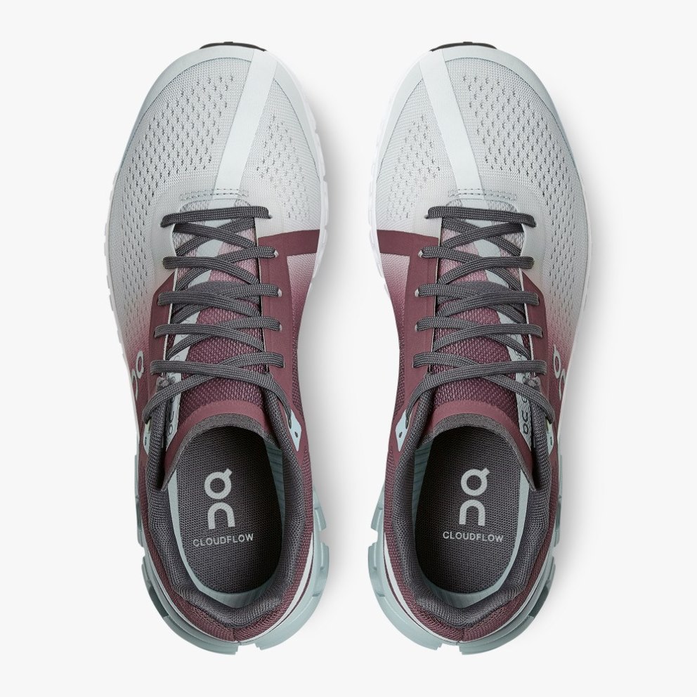 Women's On Cloudflow Running Shoes Burgundy / Mint | NZ-97403