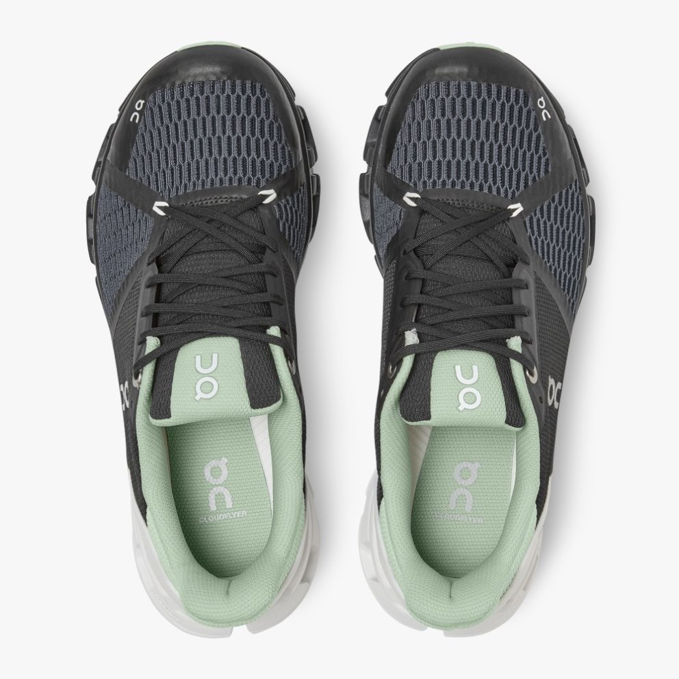 Women's On Cloudflyer Running Shoes Black / Mint / White | NZ-18207