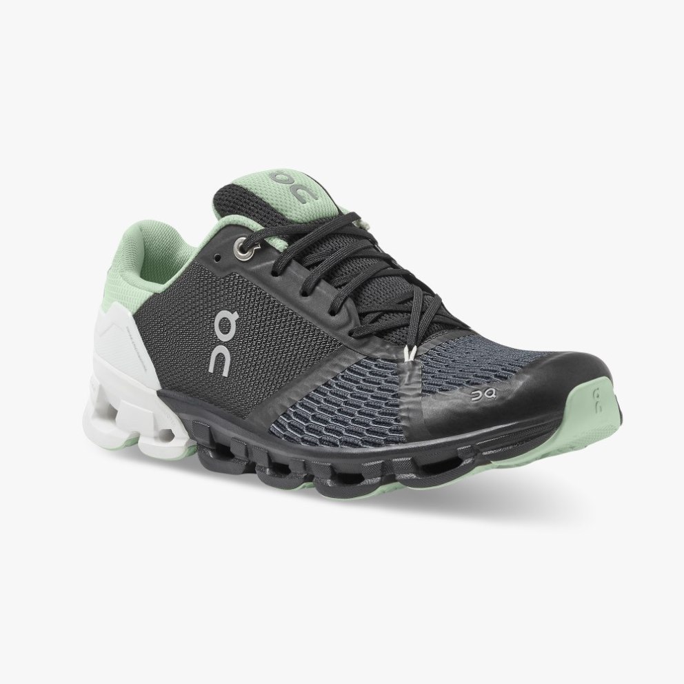 Women's On Cloudflyer Running Shoes Black / Mint / White | NZ-18207