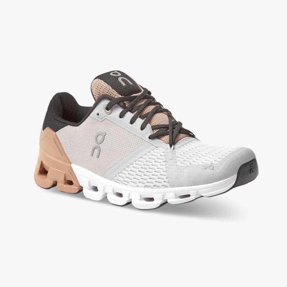 Women's On Cloudflyer Running Shoes Light Grey / Gold | NZ-94527