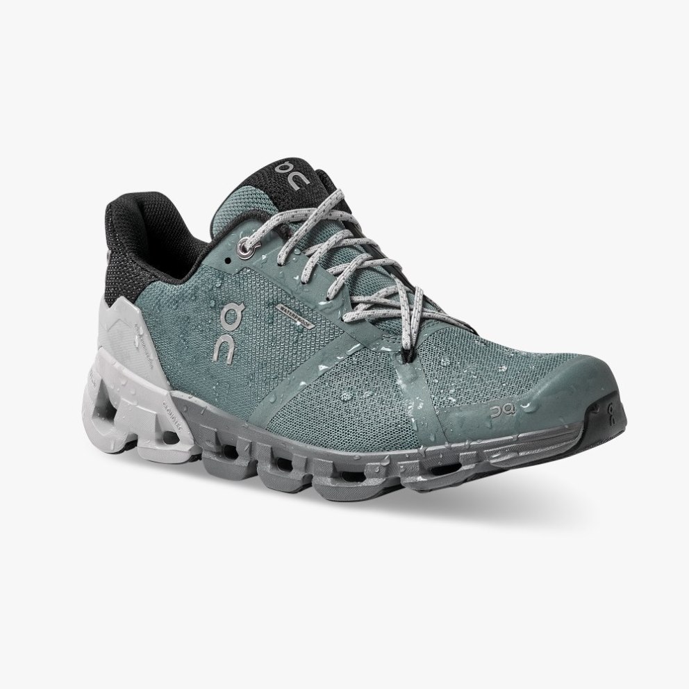 Women's On Cloudflyer Waterproof Running Shoes Green | NZ-48762