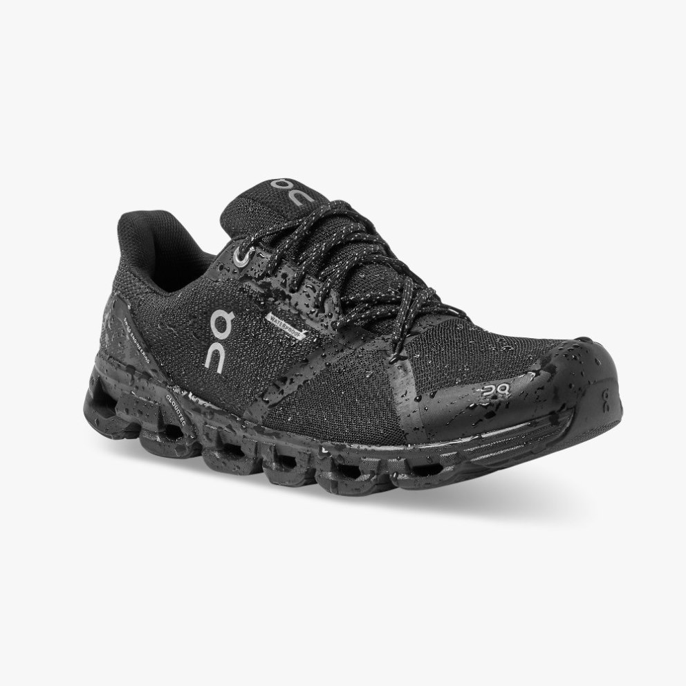 Women's On Cloudflyer Waterproof Running Shoes Black | NZ-64830