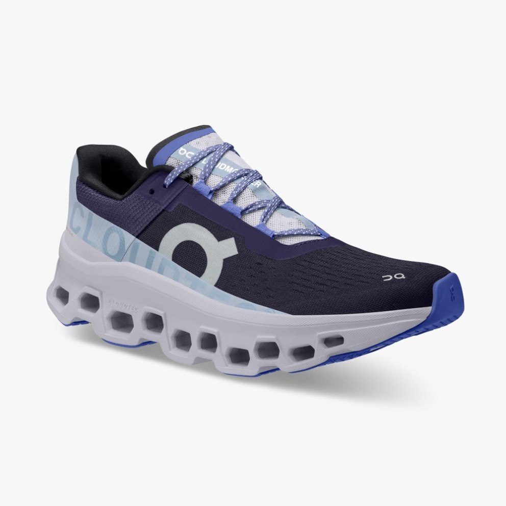 Women's On Cloudmonster Running Shoes Black / Lavender | NZ-43270