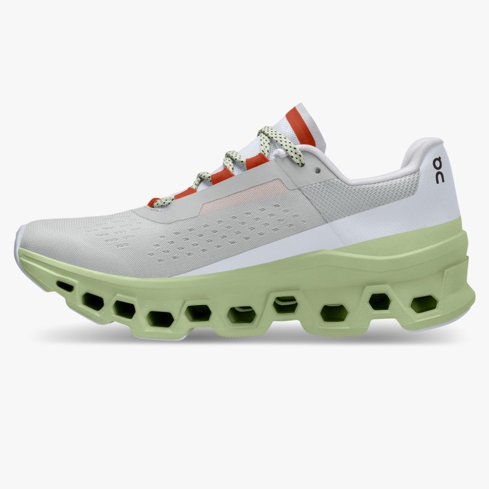 Women's On Cloudmonster Running Shoes Light Grey / Mint | NZ-75981