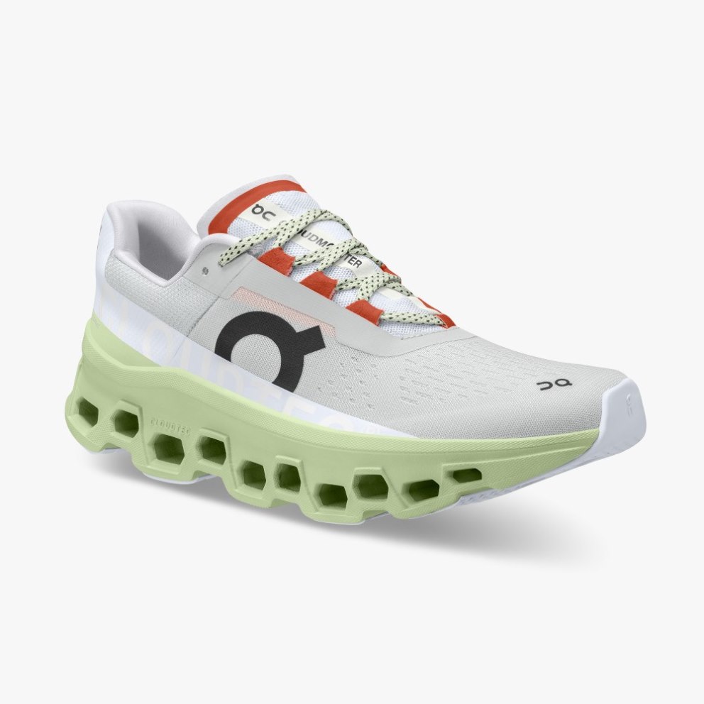 Women's On Cloudmonster Running Shoes Light Grey / Mint | NZ-75981