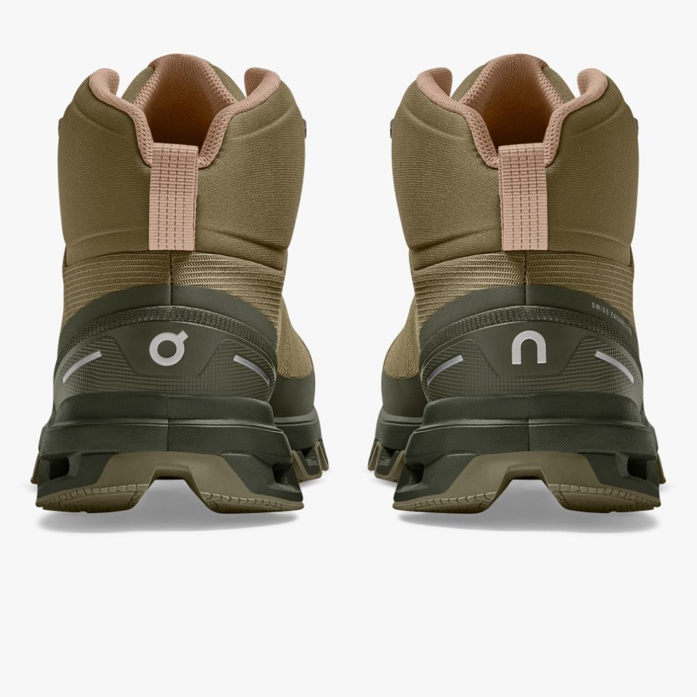 Women's On Cloudrock Waterproof Hiking Boots Olive | NZ-18504