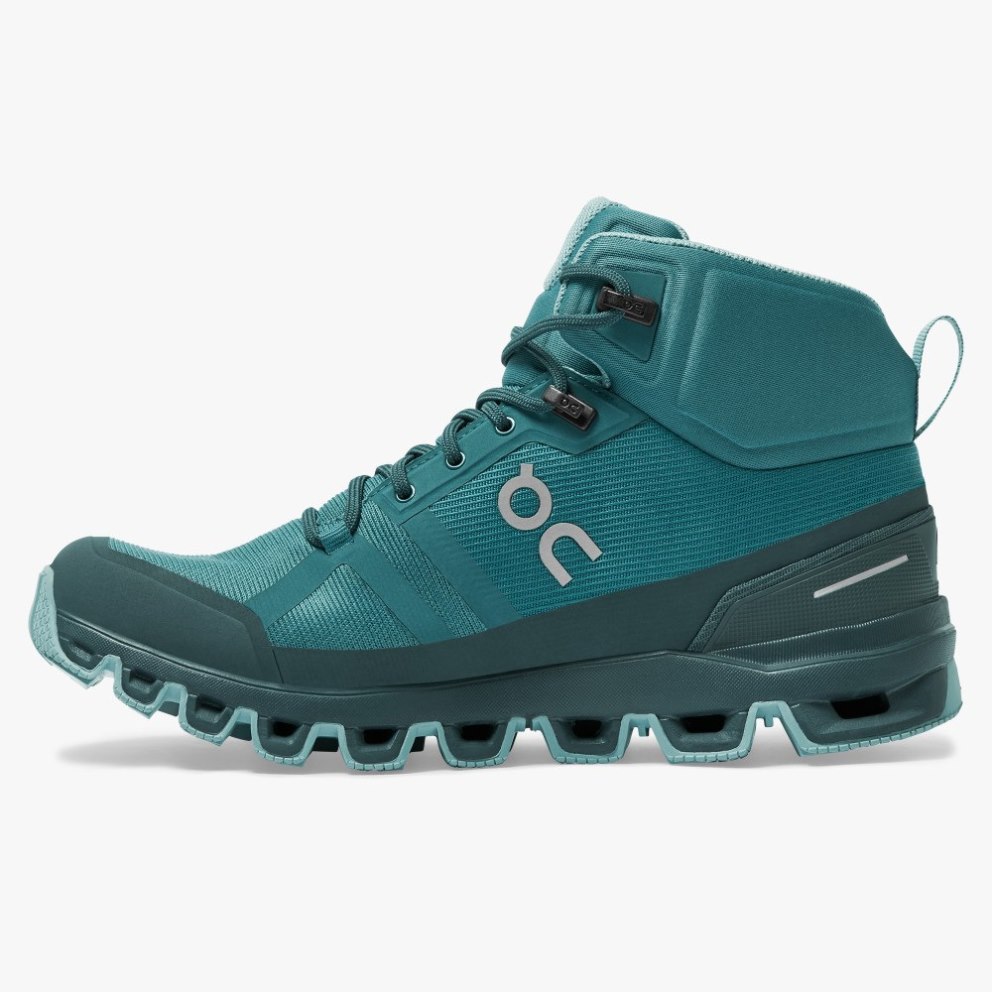 Women's On Cloudrock Waterproof Hiking Boots Turquoise | NZ-43178