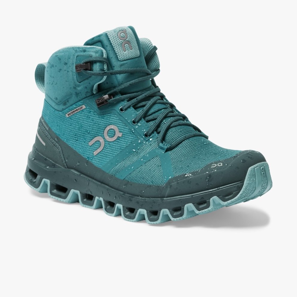 Women's On Cloudrock Waterproof Hiking Boots Turquoise | NZ-43178