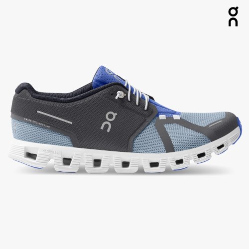 Men's On Cloud 5 Push Sneakers Black / Blue | NZ-94715