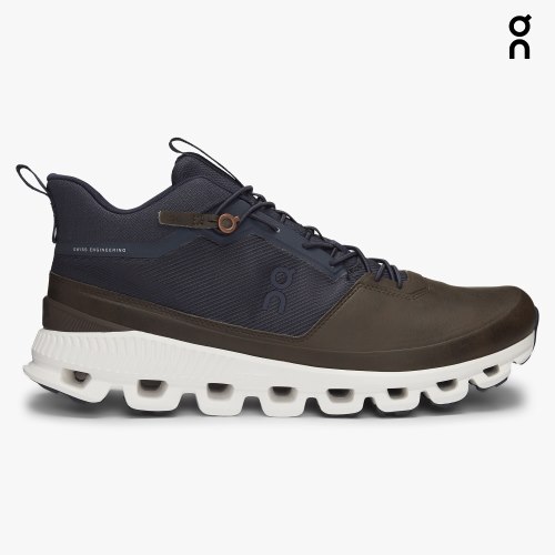 Men's On Cloud Hi Sneakers Chocolate / Navy | NZ-91530