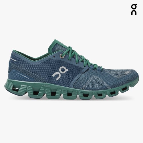 Men's On Cloud X Training Shoes Navy / Green | NZ-03547