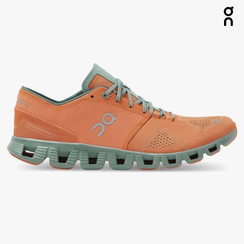 Men's On Cloud X Training Shoes Orange / Mint | NZ-18302