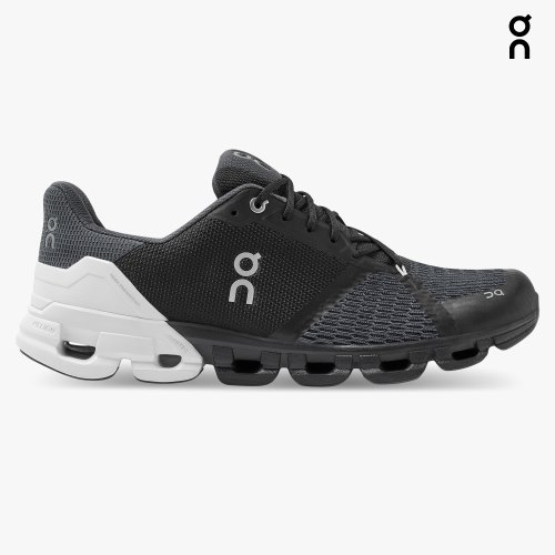 Men's On Cloudflyer Running Shoes Black / White | NZ-05849